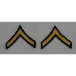 Pair of US Army PV2 Private E2 Chevron Patches Green Dress Uniform Surplus NOS